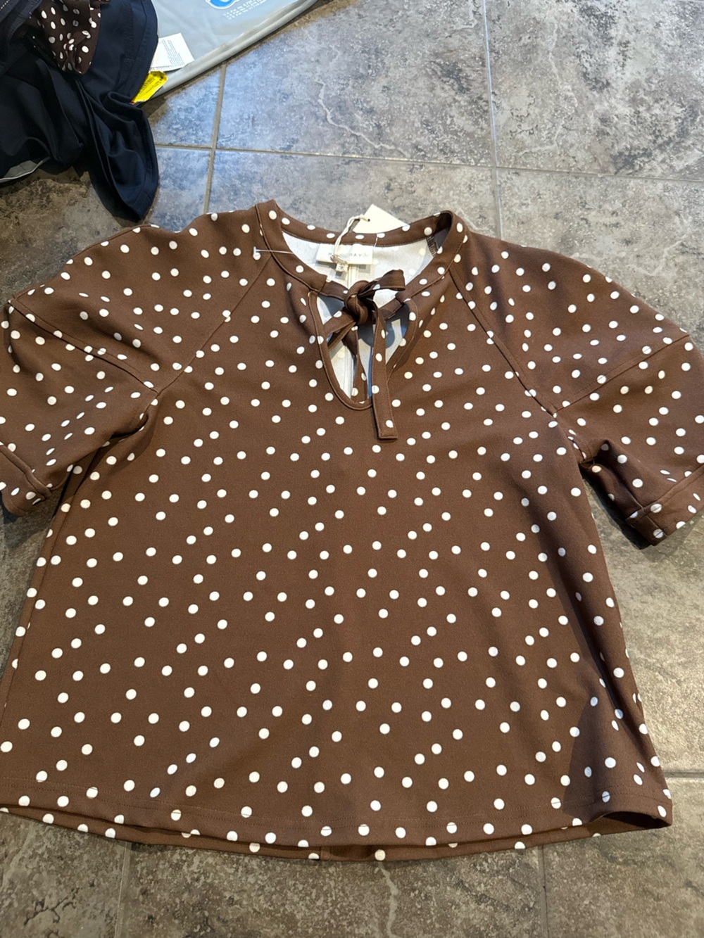 🥦Polka Dot Tie-Neck Brown Women's blouse